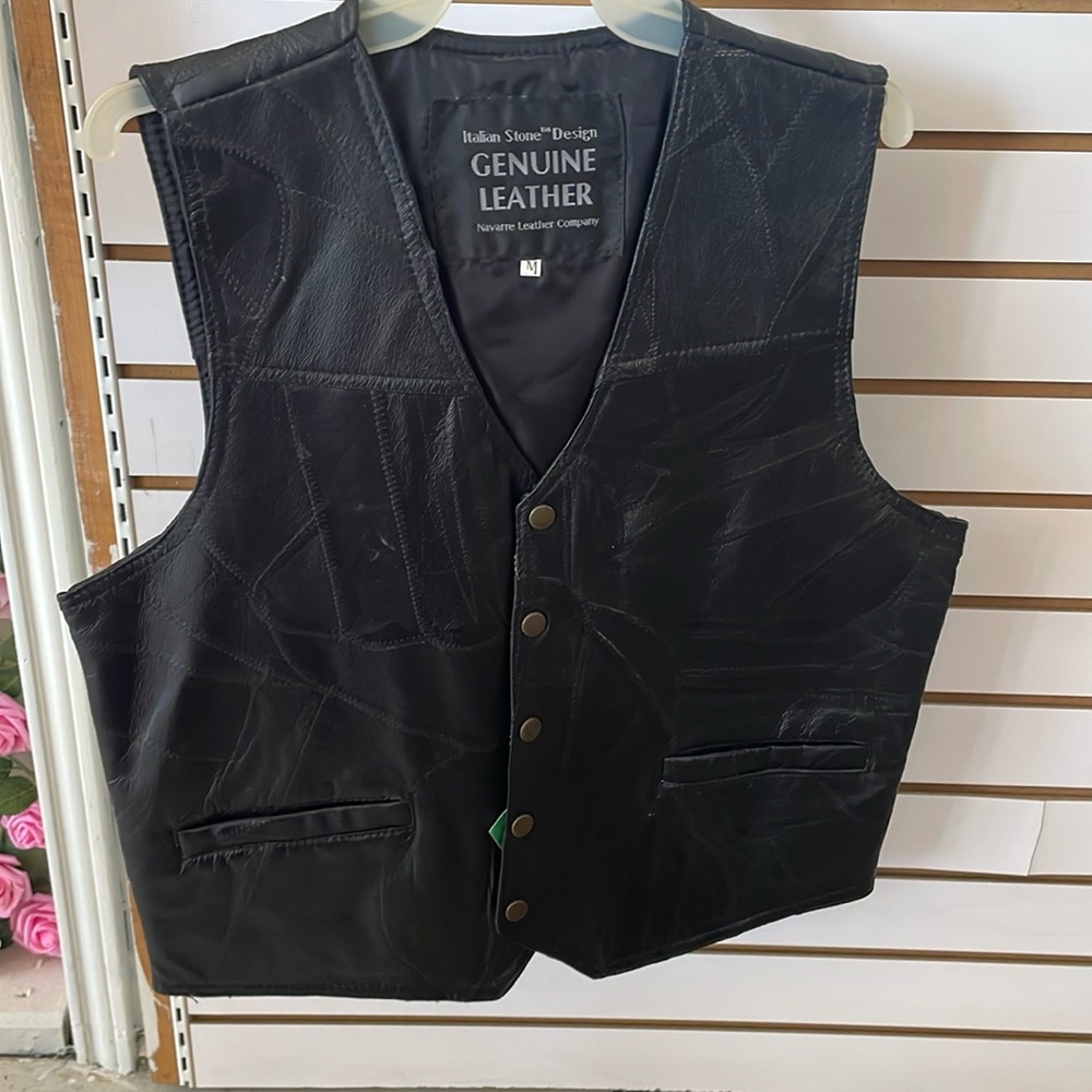 Men's Genuine Leather Vest Western Style black